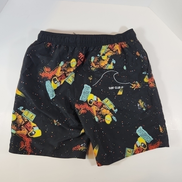 GAILANG Surf Club Mens 35 Black Lined Polyester Shorts Swim Trunks Drawstring - Picture 2 of 10